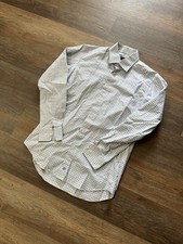 David Donahue Shirt Mens 16 34/35 Multicolor Button Up Check Long Sleeve Trim