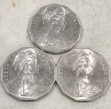 1970 (2) & 1971 Australia  50 cents  BU 3 coin lot