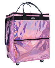 Large Phantom Pink Reusable Grocery Bag on Wheels, Folding Rolling Tote Large