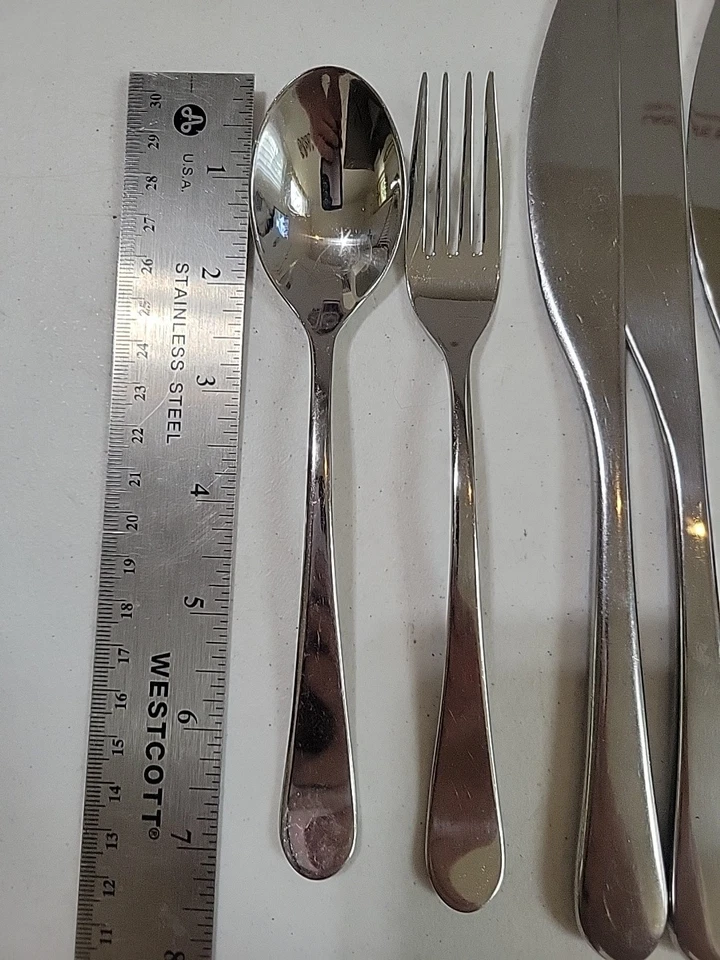 6 Pc Set Salad Fork, Spoon & Knife Gourmet Settings GS Mile High Stainless Steel - Image 4 of 4