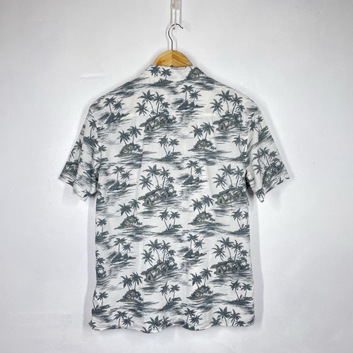 All Saints Shirt Mens S White Green Hawaiian Palm Island Print Summer Marooned - Picture 6 of 9
