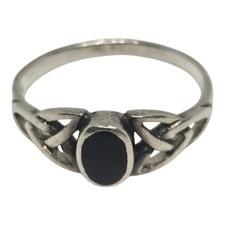 925 Sterling Silver Small Black Onyx Artist Ring Sz 6.5