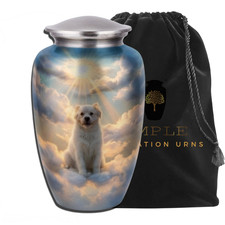 Dog Urn for Ashes Large Heaven Theme Pet Memorial Aluminum Cremation Urn Secure