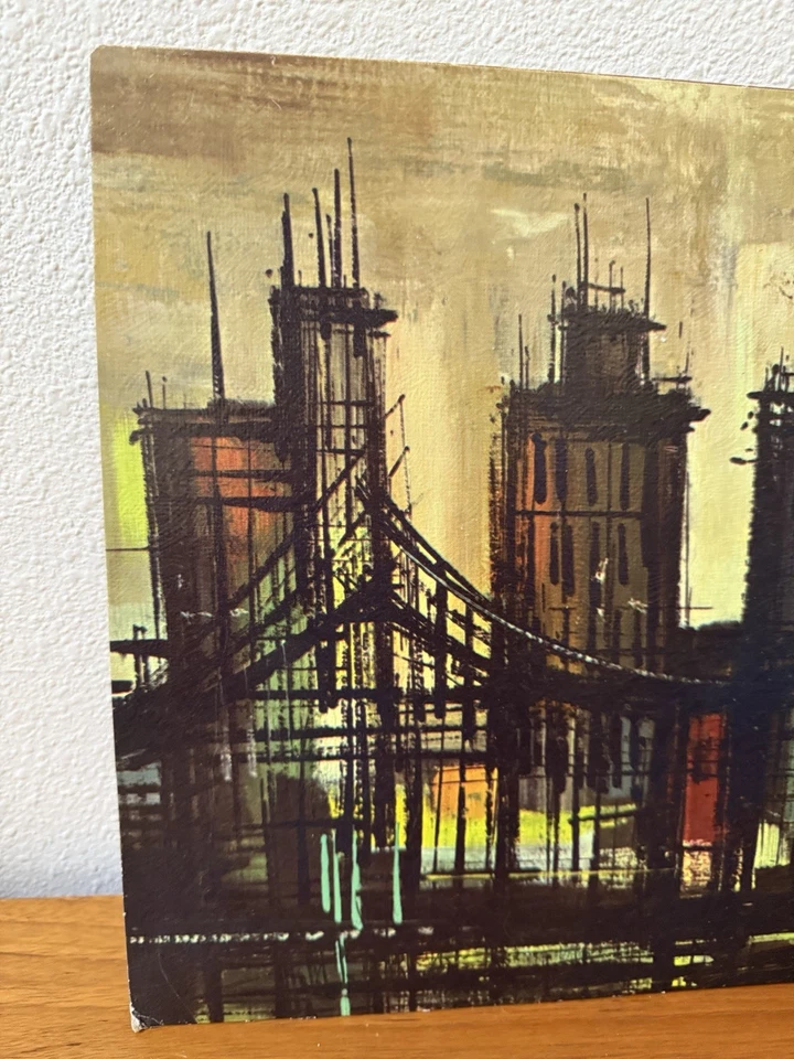 Impresión litográfica vintage MCM Marius Girard “Puente Metropolitano” 1964 12”x24” Foto 3 de 4