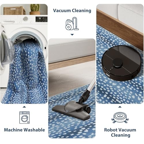 Moderner Tiermotiv Flur Läufer Teppich, 2x6 Blau Ombre Waschbar Küche - Bild 3 von 7