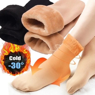 Damen Winter Thermo Socken Kurze Dicke Warme Wolle Samt Nylon