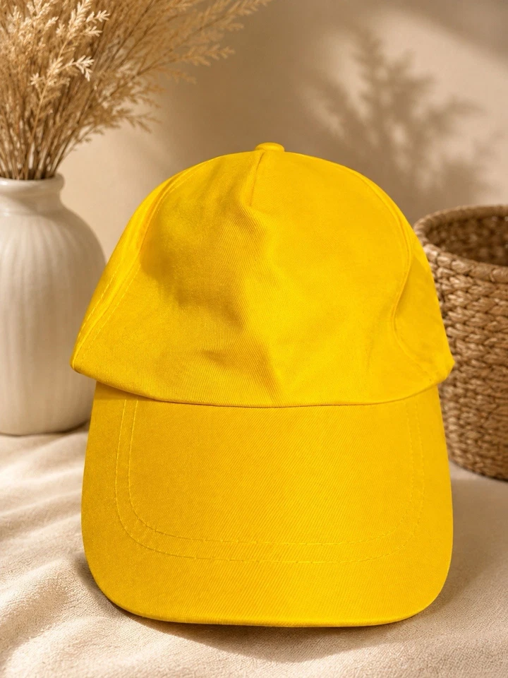 Casquette de baseball homme jaune unie, taille réglable, style décontracté - Photo 1/1
