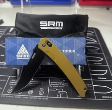 SRM 9211GW Pocket Knife with Axis Lock and Black Blade Slim Gentleman's G10 EDC