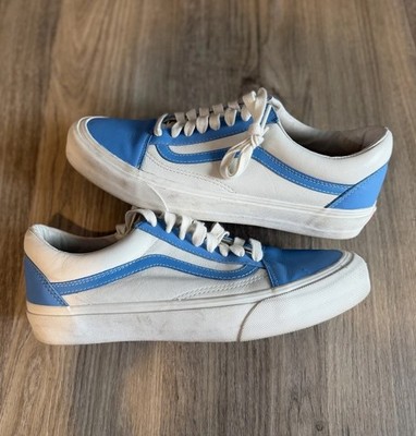 VANS Old Skool Low Top Lace-Up Sneakers White/Blue Rubber Outsole