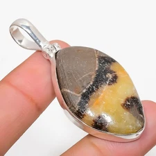 Septerian Stone Gemstone Handmade 925 Sterling Silver Jewelry Pendant 2.29"