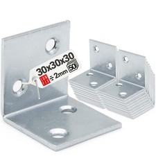 50 X Breitwinkel Eckwinkel Winkelverbinder Lochplattenwinkel Verzinkt 30x30x30