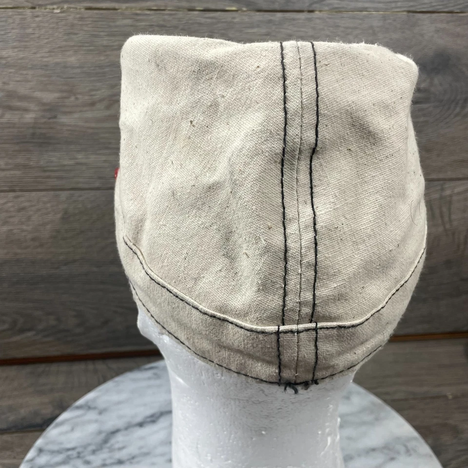 VTG Cycling Cap Hat Beige Canvas Wolverine Marathon 1970 70s Cycling Small Biker - Image 4 of 4