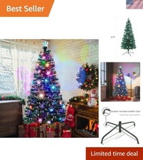 6 ft Pre-Lit Fiber Optic Christmas Tree - RGB Color Changing LED  Snowflakes