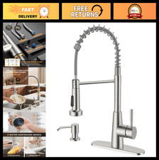 Brushed Nickel Kitchen Faucet with Pull Down Sprayer Soap Dispenser - Modern D