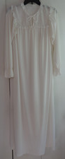 Vtg Sears White Nylon Long Sleeve Nightgown Eyelet Bodice/Trim Cotton Blend S