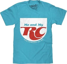 RC Royal Crown Soda Cola Classic T Shirt Cyan Men's Size Medium 100% Cotton
