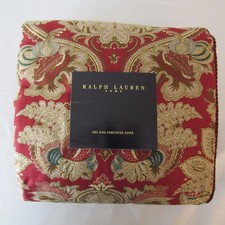 RALPH LAUREN JARDINIERE Red King Duvet / Comforter Cover 3 PC Set, Rare 