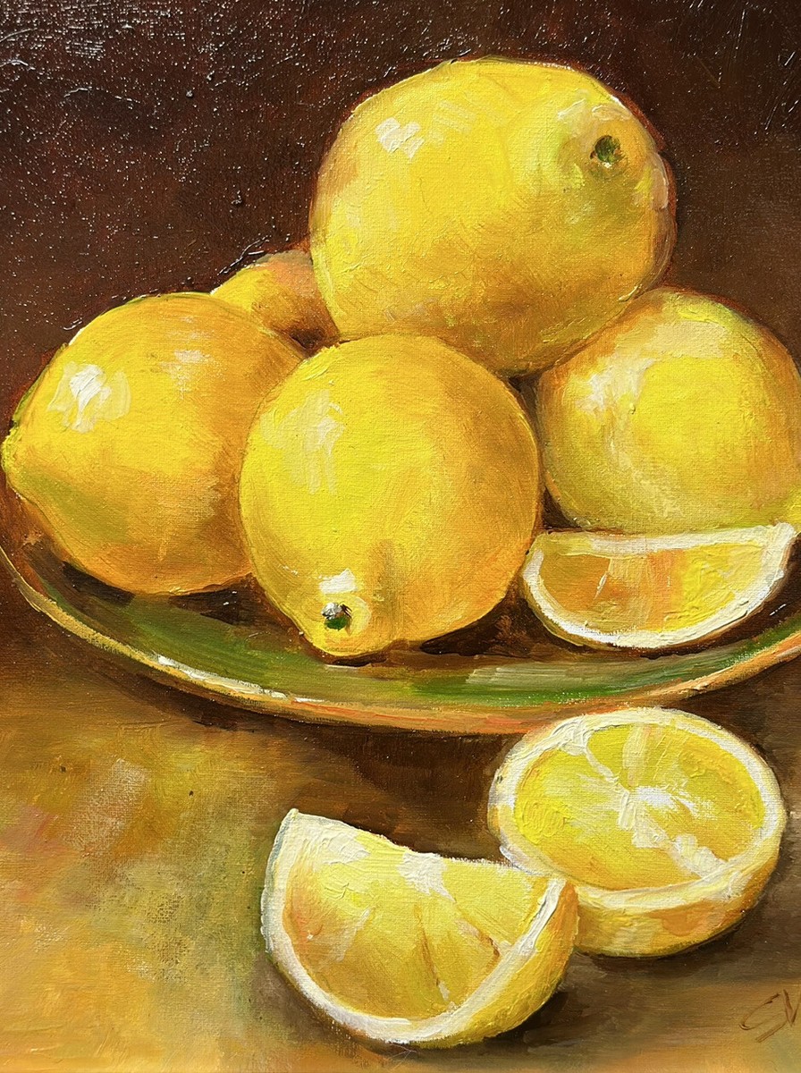 柠檬,原油画一天,静物签名,水果8x10,2022 | eBay