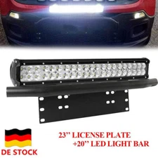 20inch LED Work Light Bar+23'' Front Bumper Bull Bar License Plate Mount Bracket