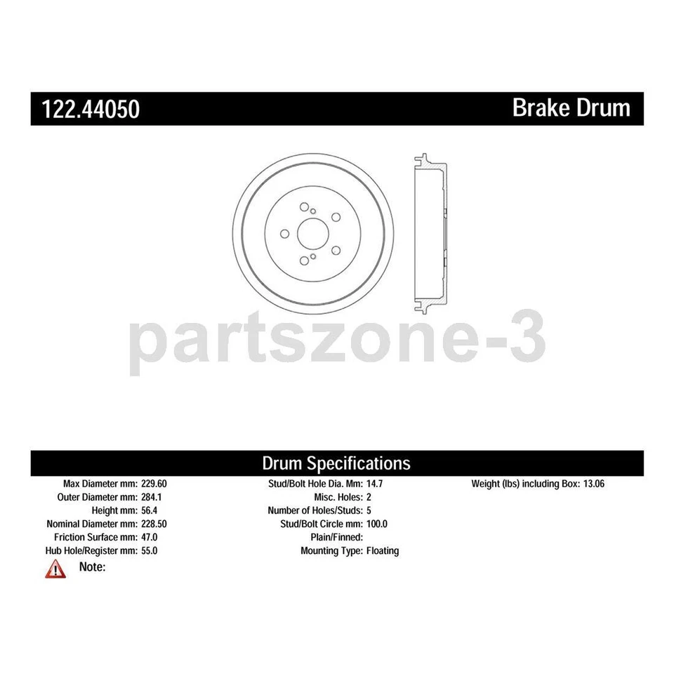 Tambor de freno para Toyota Corolla 1,8 L 2019 2018 2017 2016 2015 2014 2013 2012-2010 Foto 2 de 4