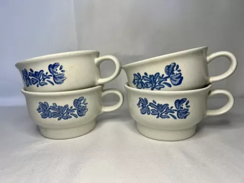 Pfaltzgraff Yorktowne Flat Cup Coffee Soup Chili Mug Handle Bowl Set of 4