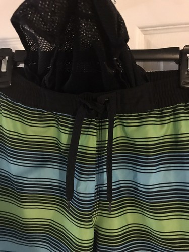 (2) Youth Boys Adidas Swim Trunks Swimming Size Large Pocket Logo Striped - Picture 6 of 11