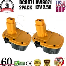 2 Pack 12 Volt Replace For DEWALT DC9071 12V Battery DW9071 DW9072 DC9740 DW940