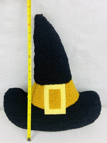 17” Black Witches Hat Sherpa Accent Pillow Super Soft  Halloween Decor - Picture 2 of 5