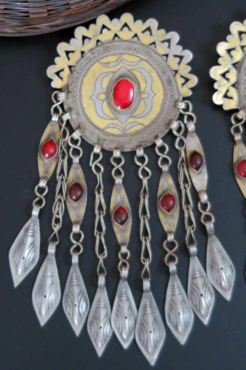 PAIR of Vintage Turkmen Gulyaka Pendants - Handmade Tribal