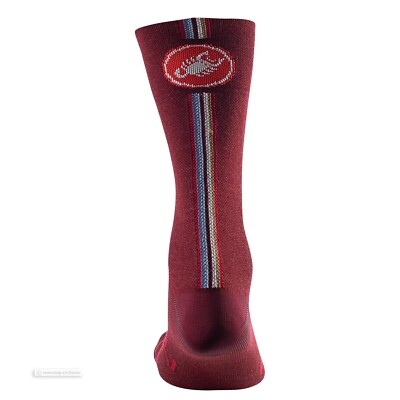 Castelli RACING STRIPE 18 Wool Cycling Socks BORDEAUX One Pair