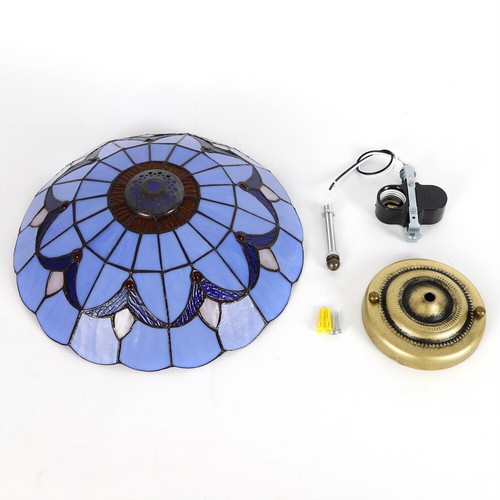 12" Vintage Tiffany Style Stained Glass Flush Mount Ceiling Light Fixture NEW - Picture 4 of 12