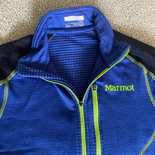 Marmot Base Layer Shirt/Jacket Men Small Polartec 1/2 Zip LS Blue/green EUC - Picture 5 of 11