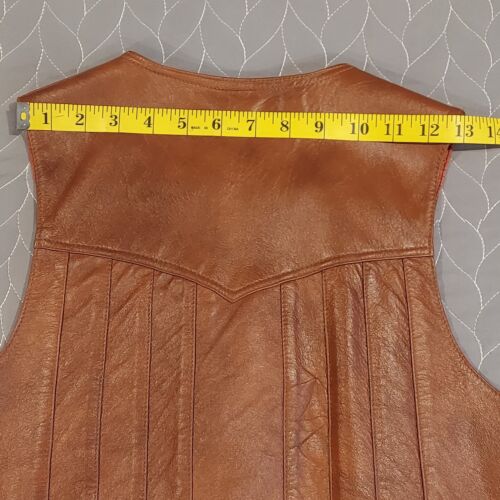 Vintage braun Echtleder Druckknopfleiste Weste Mexiko Unisex KLEINE Brustumfang 38" - Bild 17 von 18