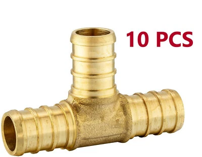 (PACK OF 10) EFIELD PEX 1"x1"x1" INCH TEE BRASS CRIMPING FITTING (Lead Free)