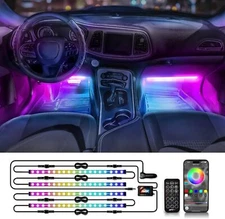 4x DreamColor LED Car Interior Atmosphere Single Strip Lights APP Remote Control