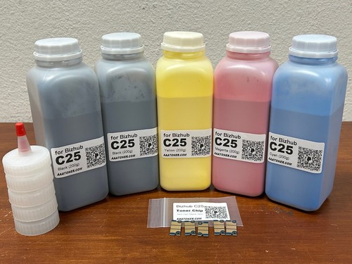 5 Toner Refill for Konica Minolta Bizhub C25 + 5 Chip (TNP27) (C25 - ONLY !!!)
