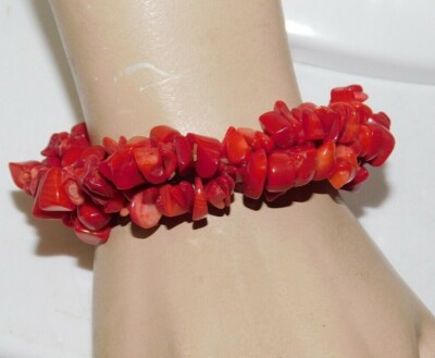 Rot Chip Perlen Bambus Meer Koralle Stretchbar Armband Stretch Armreif 6i  87 | eBay.de
