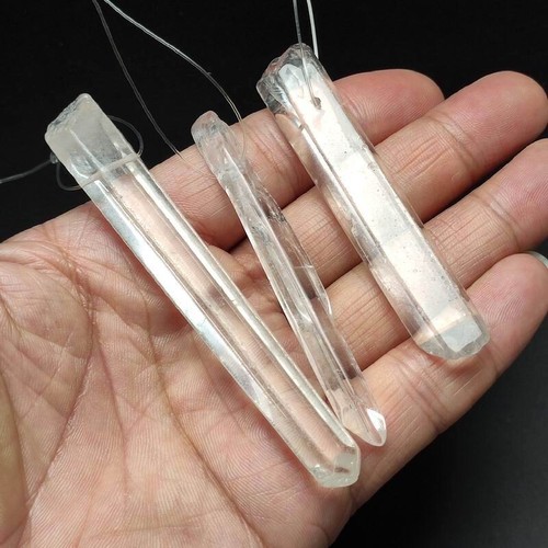 50g/3pcs Natural Clear Quartz Crystal Polishing Point Obelisk Wandw / Hole 009 - Picture 3 of 8