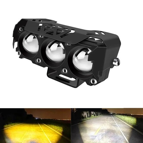 Faretto LED Moto Doppio Colore Faro Hi/Low Fascio Fendinebbia per Auto Camion SUV UTV - Foto 6 di 19