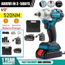 520Nm 1/2" Cordless Impact Wrench Brushless Electric Gun Driver and Socket Tool