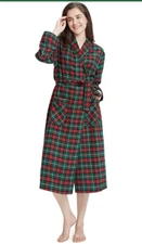 Sioro Women’s flannel Lounge wear 100%Cotton Plaid Soft Red Plaid X-Large New