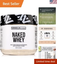 Naked Vanilla Whey Protein 1Lb - 3 Ingredients, All-Natural Grass-Fed Formula