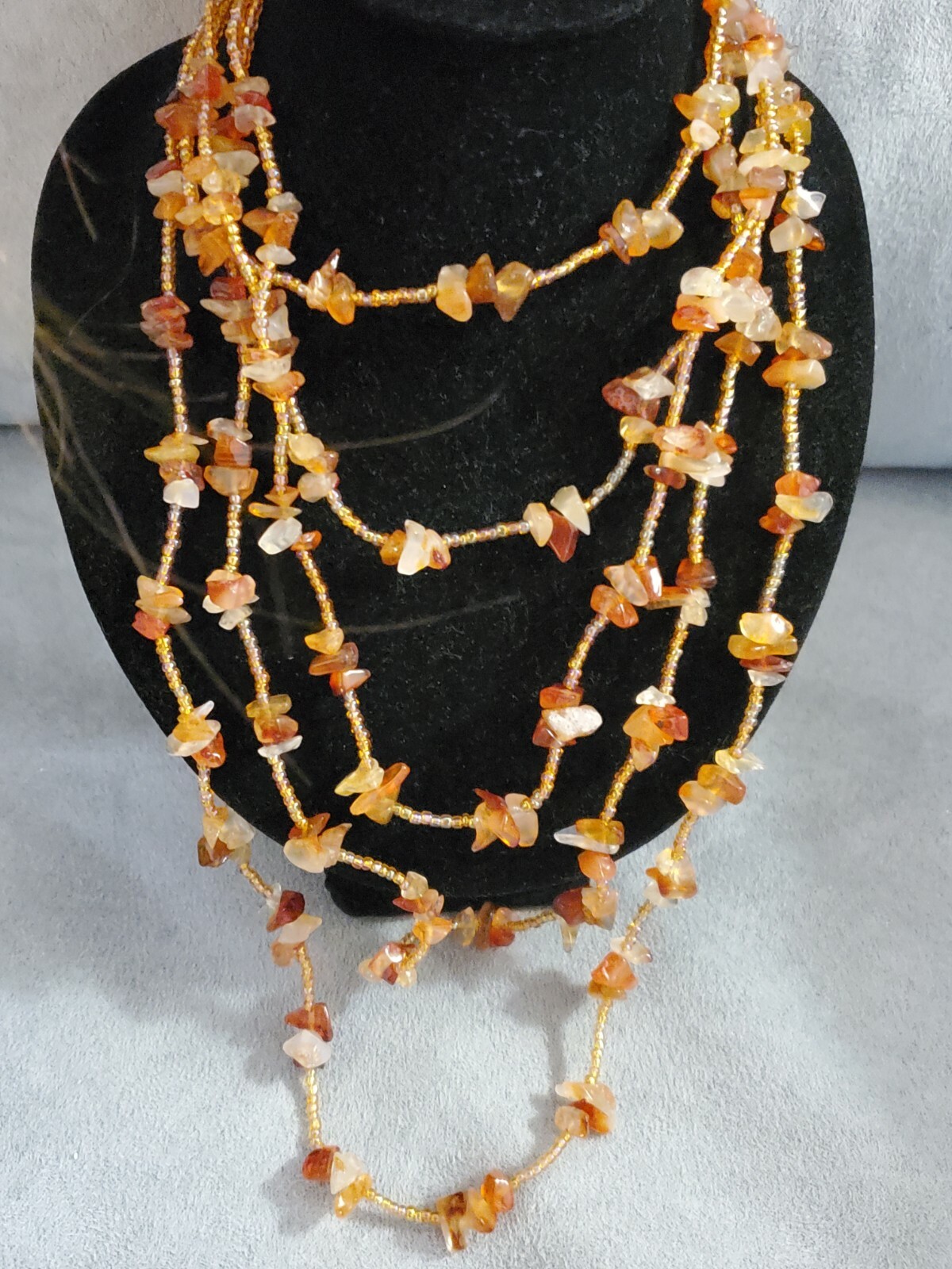 Carnelian Multistrand Gemstone Statement Necklace… - image 3