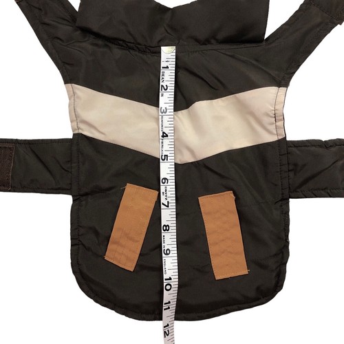 Fleece Lined Dog Coat Nylon-outer shell Hook-loop Close Brown MEDIUM Pre-Owned - Picture 3 of 6