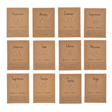 Ladies Silver Horoscope Astrology Zodiac Letter Birth Sign Chain Necklace Gift