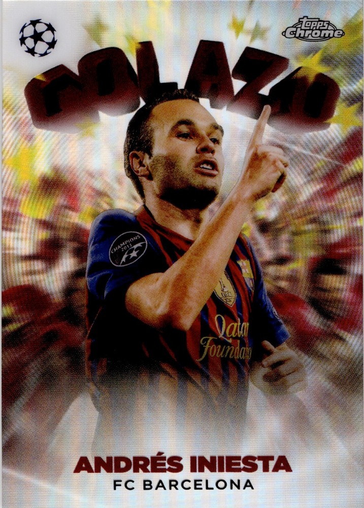 2022 Topps Chrome UCC Golazo G7 Andres Iniesta Soccer Trading Card