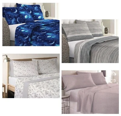 LENZUOLA completo FLANELLA LUNA Sfumato FIORE Matrimoniale SINGOLO e 1,5p ITALY