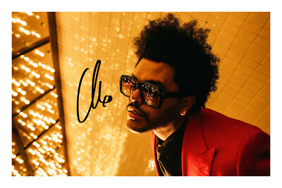The Weeknd signed A4 Fotodruck Autogramm Musik Wochenende Blinding Lights