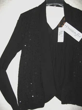 NEW Jamison Sweater SZ XS  Black Sequins Open Long Sleeve SAKS 5TH $216