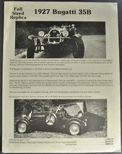 1927 Bugatti 35B Replica Car Brochure Sheet VW Chassis LaFayette Bay Co Original